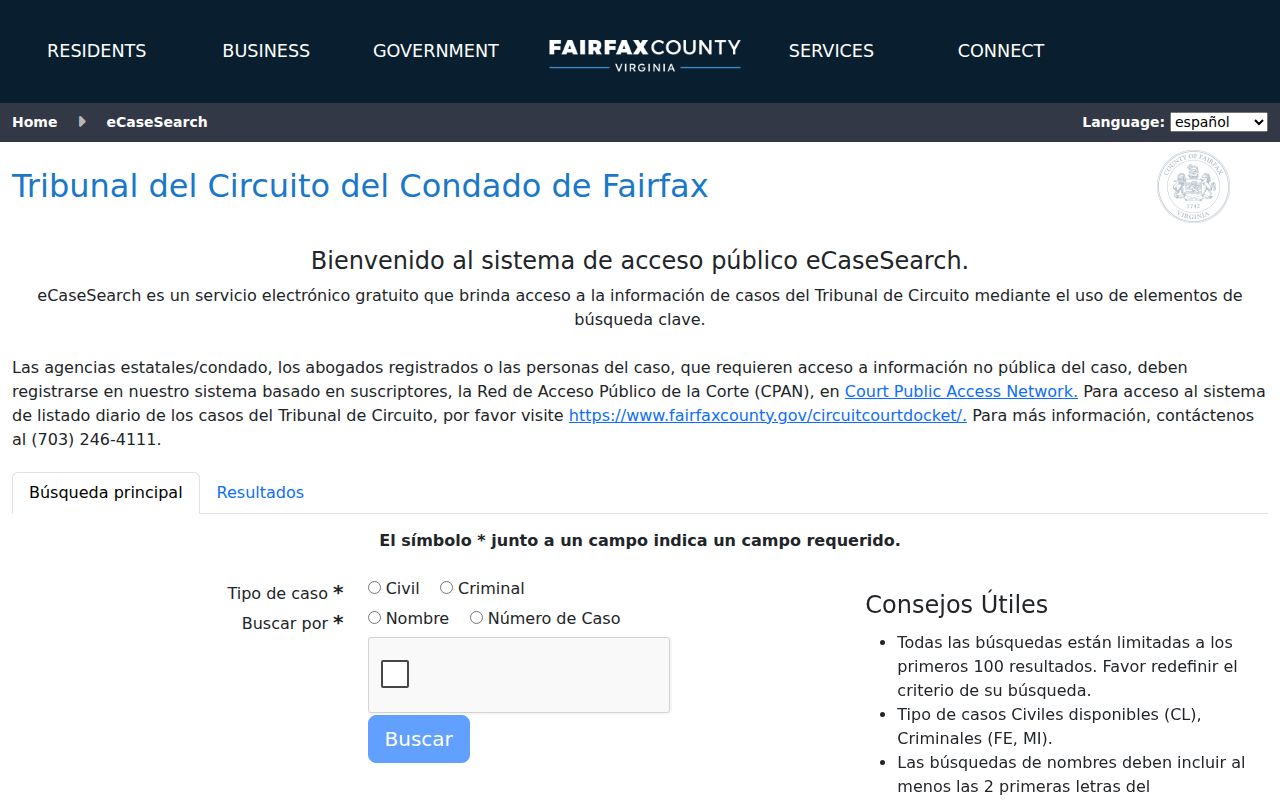 Burke residents directory Fairfax eCaseSearch party and case search