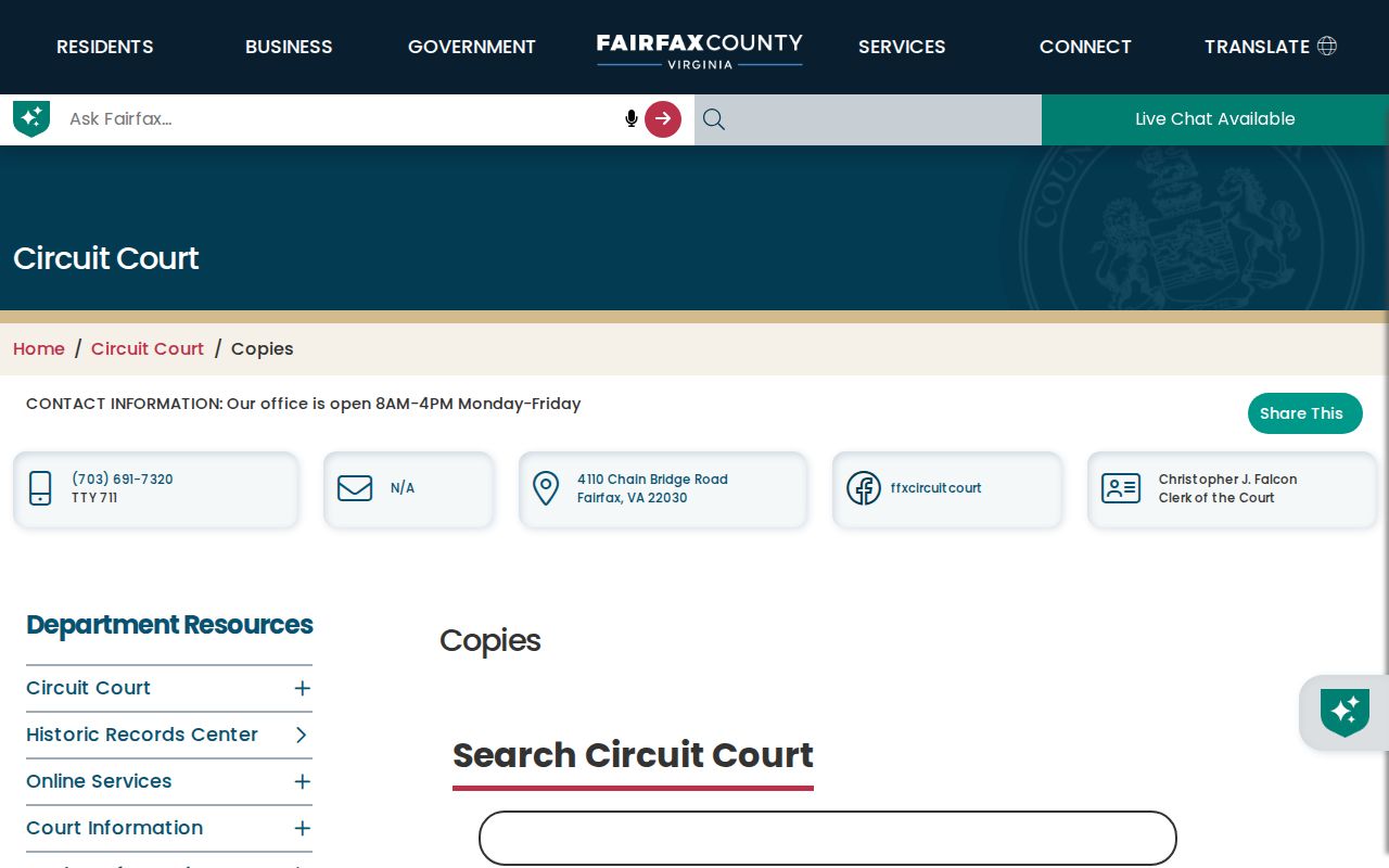 Burke street directory Fairfax land records copy request